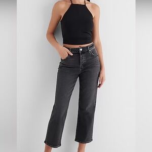 NWOT Express women’s relaxed straight ankle high rise jean black size 6